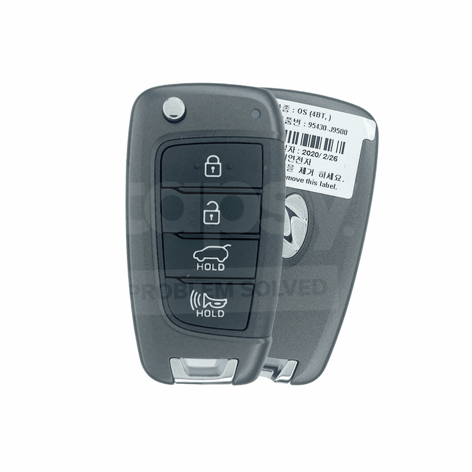 Hyundai Kona 2017-2020 4 Buttons Genuine Smart Key 95430-J9500 95430J9500 95430 J9500 OSLOKA-450T OSLOKA450T OSLOKA 450T Front