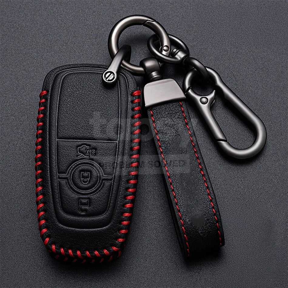 Ford Ranger & Ranger Raptor Smart Remote Key Leather Cover – Black Stitched Leather